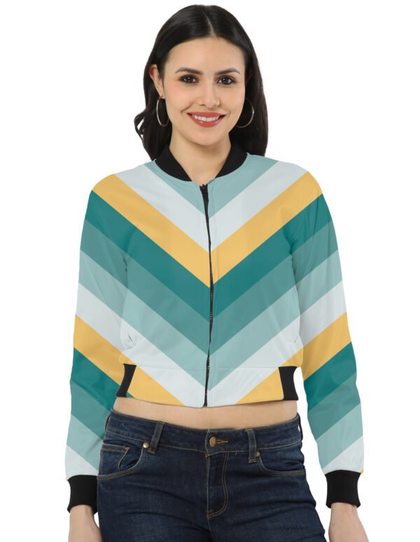 Golden Shore Chevron Women Bomber Jacket