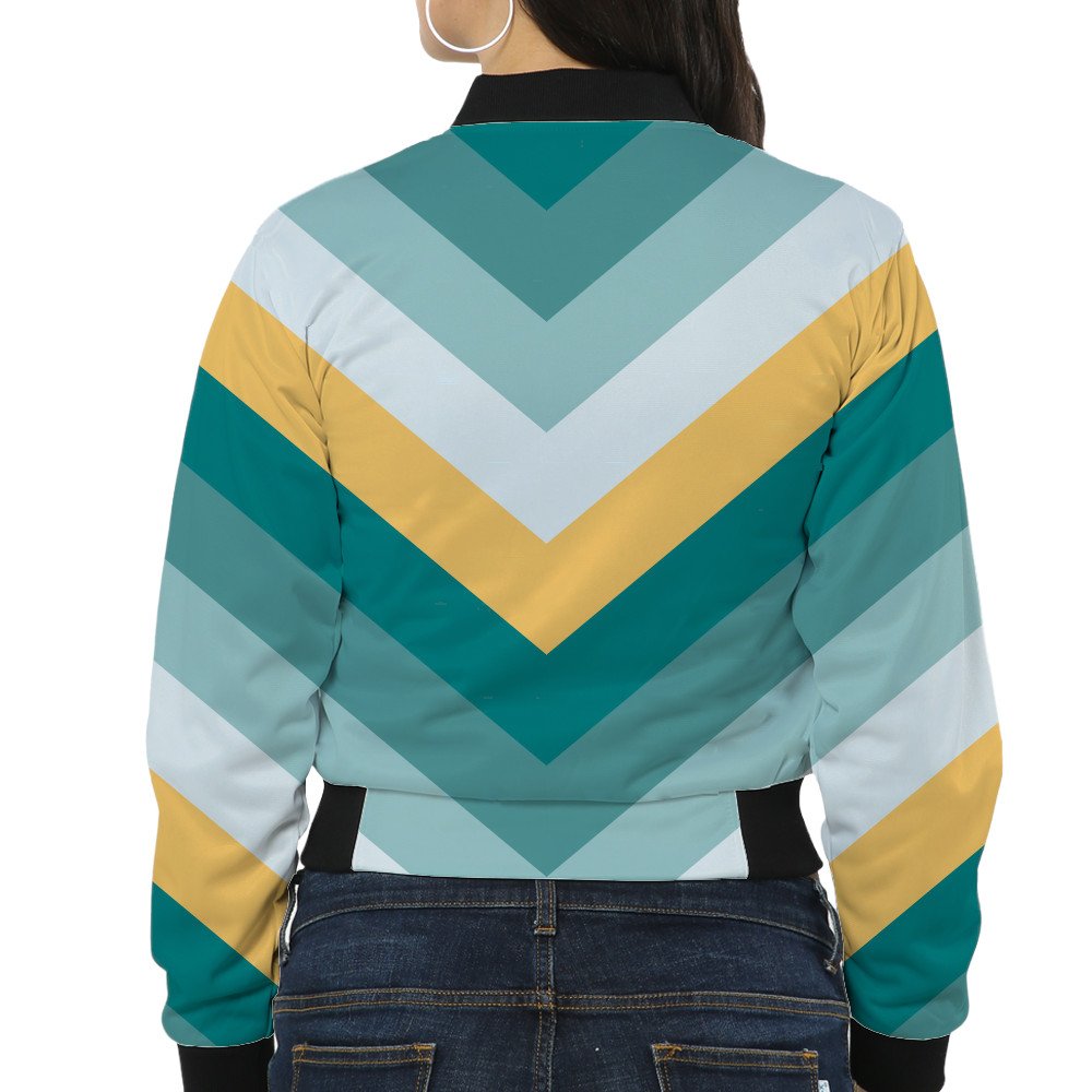 Golden Shore Chevron Women Bomber Jacket - Image 2