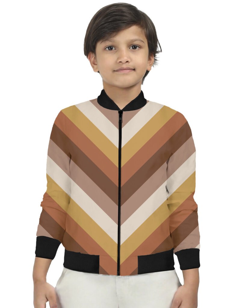 Golden Wheat Chevron Kids Bomber Jacket