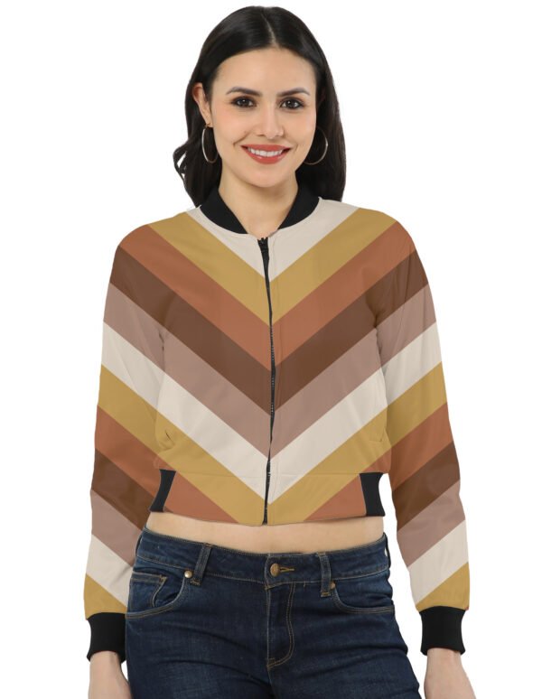 Golden Wheat Chevron Women Bomber Jacket