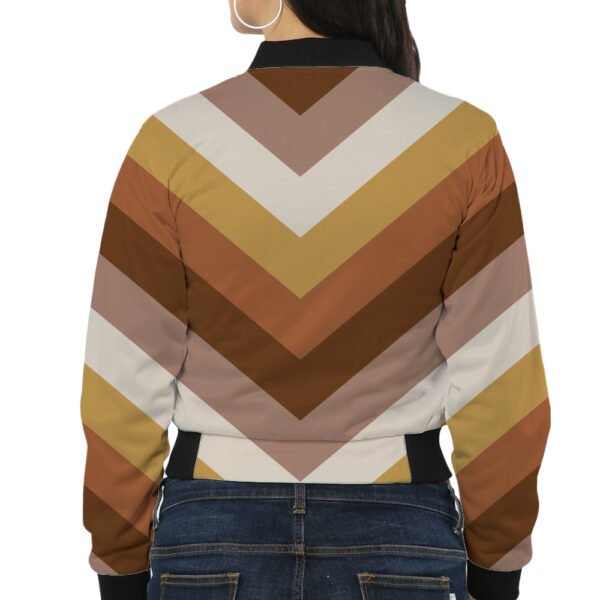 Golden Wheat Chevron Women Bomber Jacket - Image 2