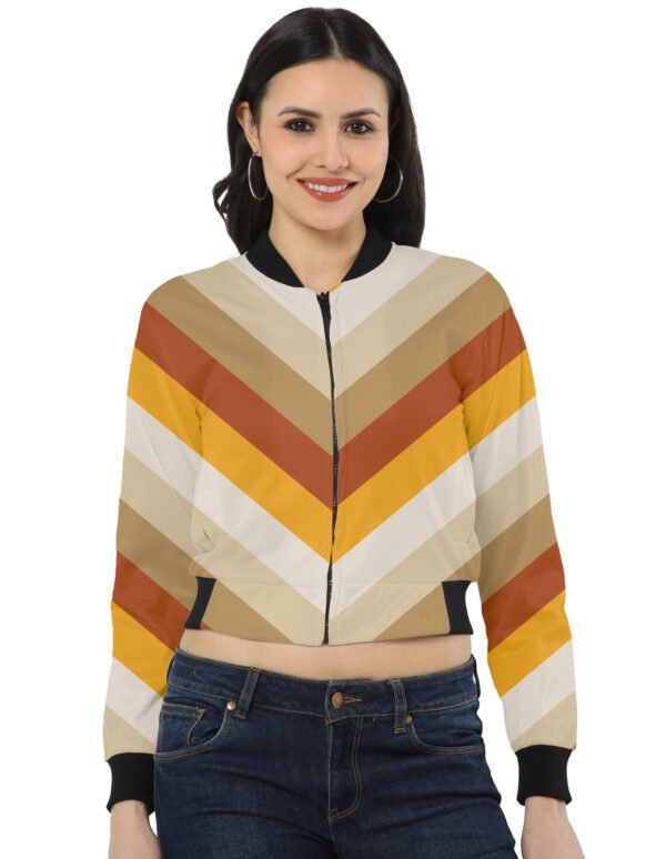Honey Oak Chevron Women Bomber Jacket