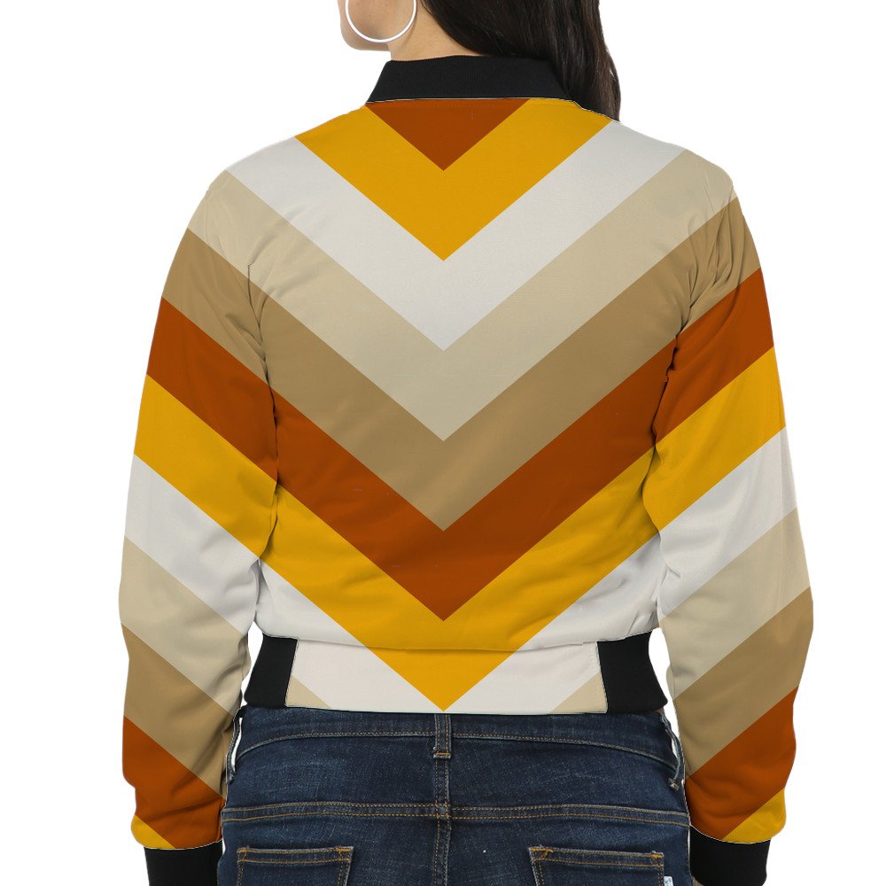 Honey Oak Chevron Women Bomber Jacket - Image 2