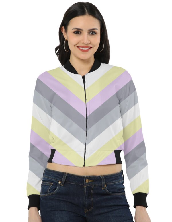 Lavender Mist Chevron Women Bomber Jacket