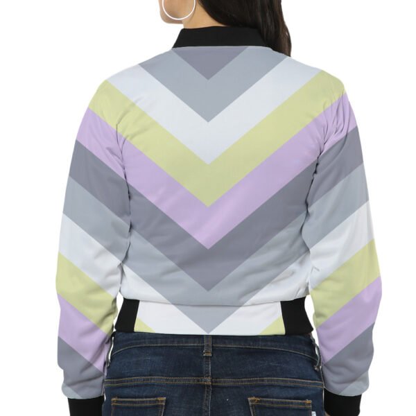 Lavender Mist Chevron Women Bomber Jacket - Image 2
