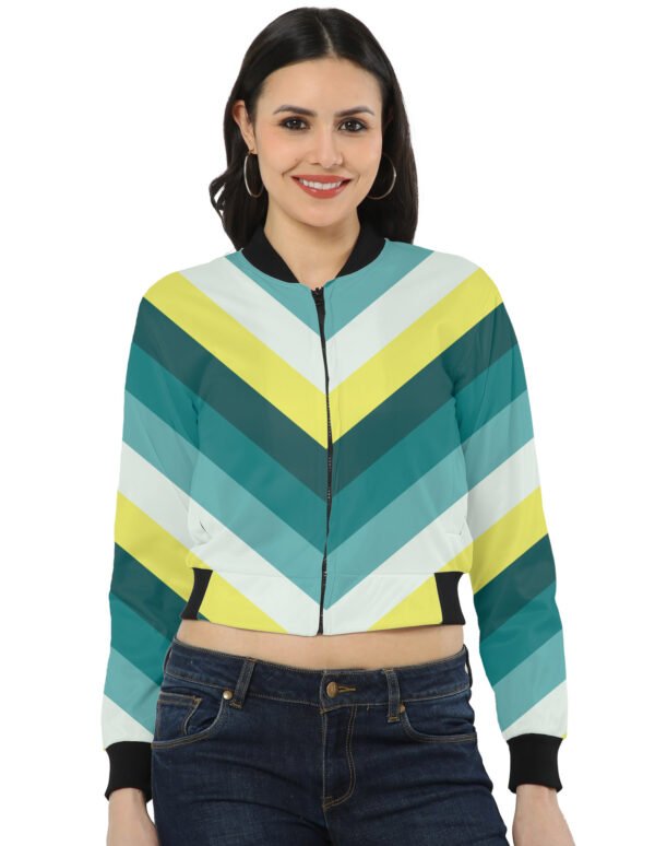 Lemon Leaf Chevron Women Bomber Jacket