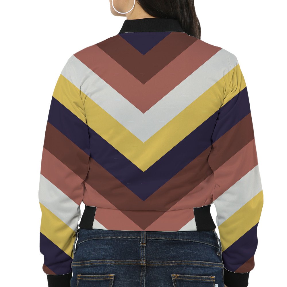 Midnight Grape Chevron Women Bomber Jacket - Image 2