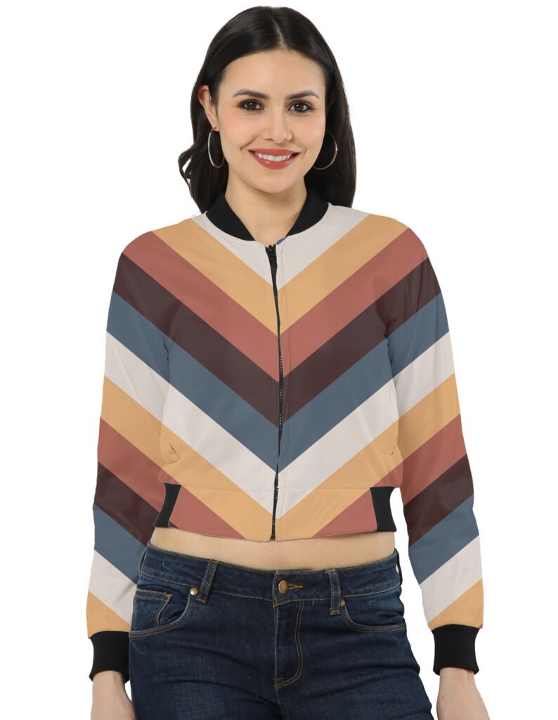 Midnight Voyage Chevron Women Bomber Jacket