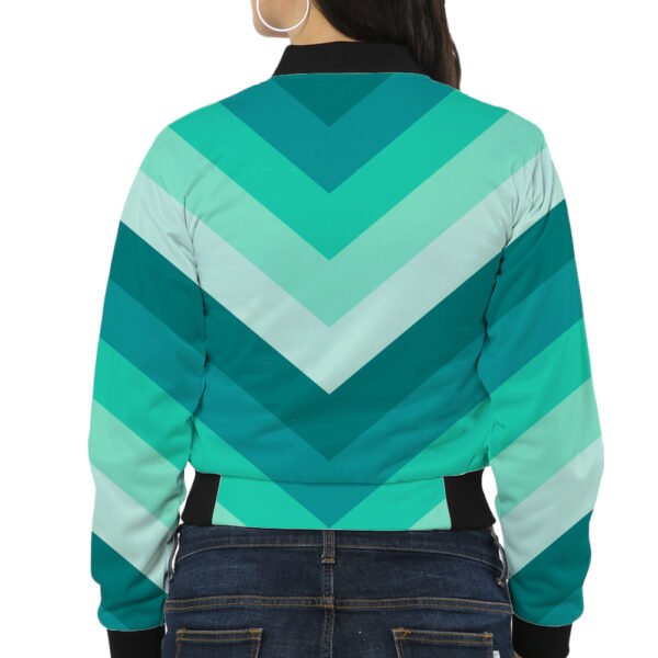Mint Harmony Chevron Women Bomber Jacket - Image 2