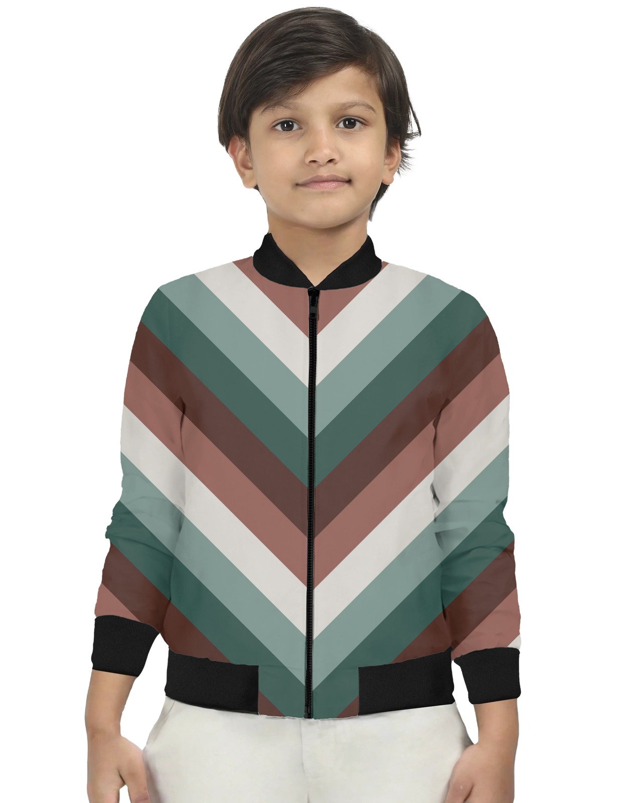 Misty Pine Chevron Kids Bomber Jacket