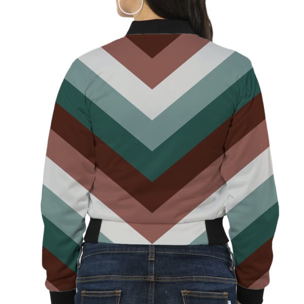 Misty Pine Chevron Women Bomber Jacket - Image 2