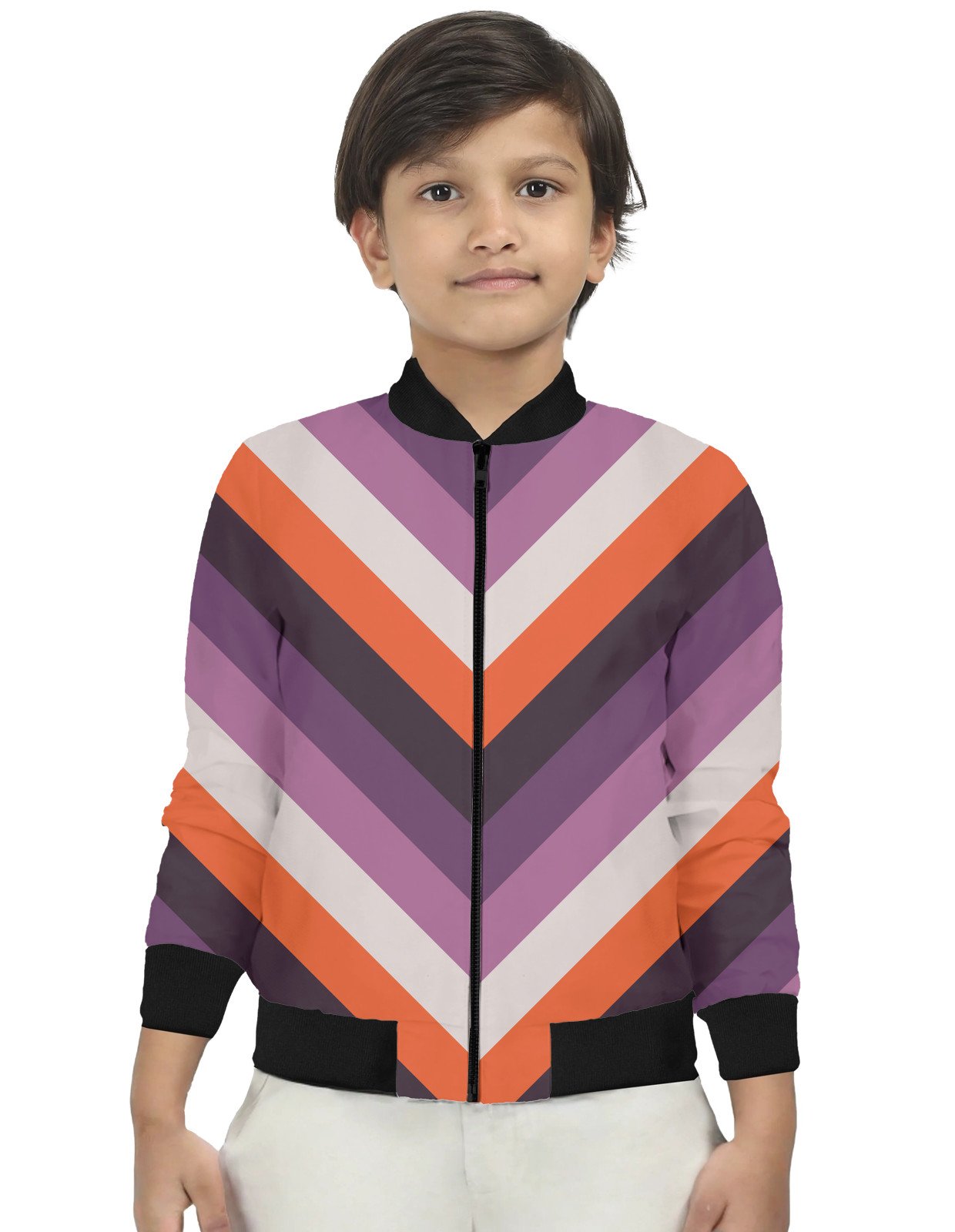Mulberry Night Chevron Kids Bomber Jacket