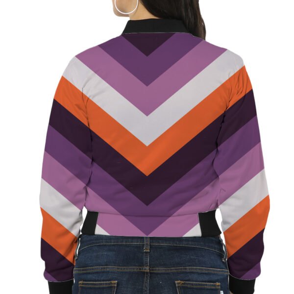 Mulberry Night Chevron Women Bomber Jacket - Image 2