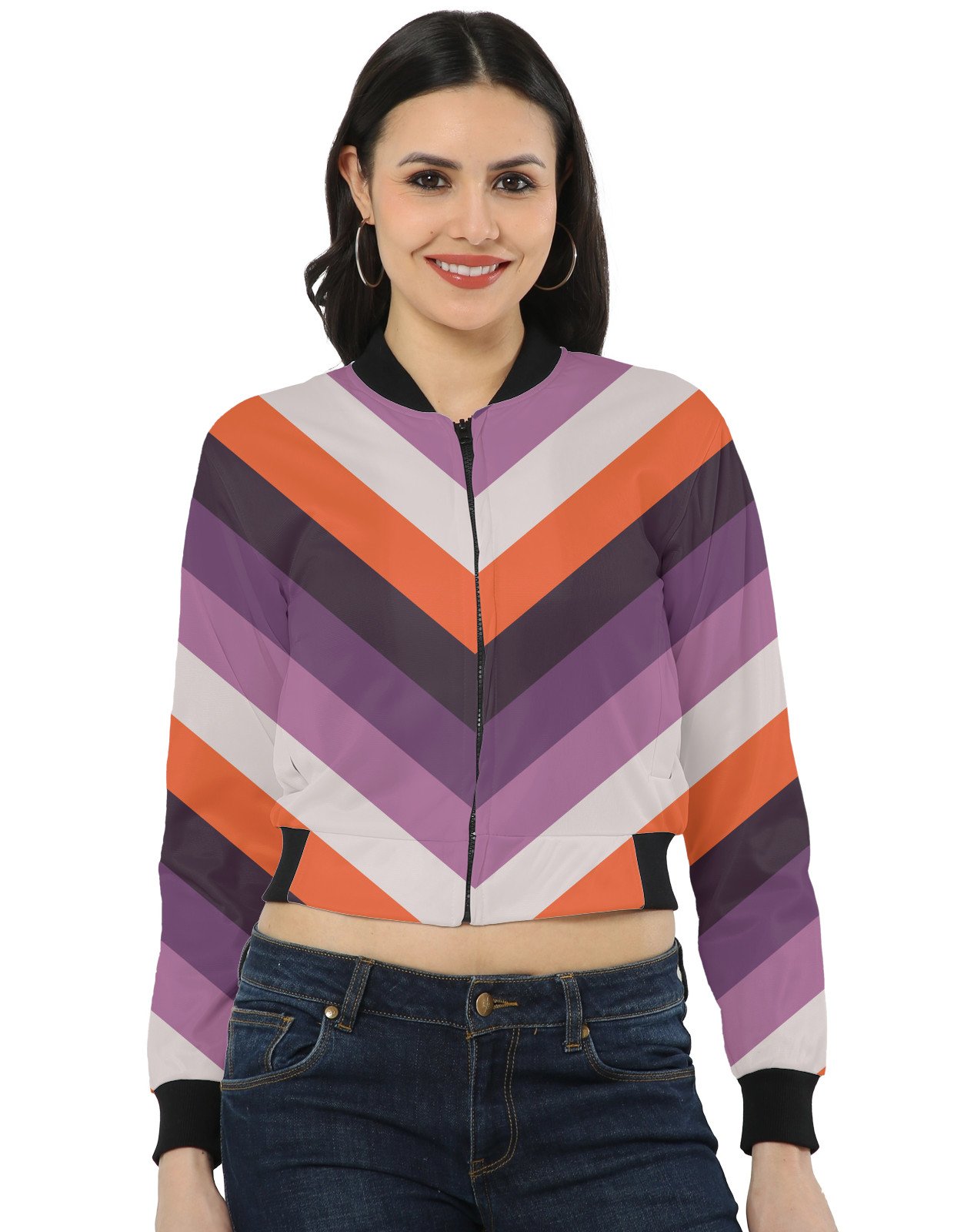 Mulberry Night Chevron Women Bomber Jacket - Image 1