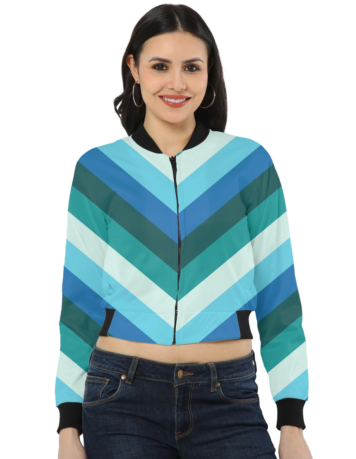Ocean Drift Chevron Women Bomber Jacket - Image 1