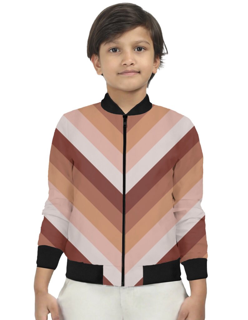 Peach Dust Chevron Kids Bomber Jacket