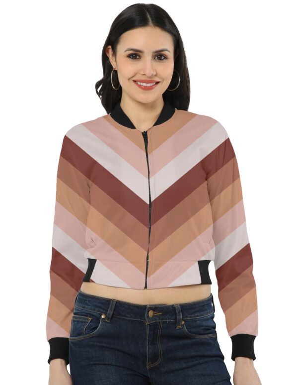 Peach Dust Chevron Women Bomber Jacket