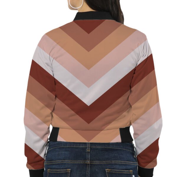 Peach Dust Chevron Women Bomber Jacket - Image 2