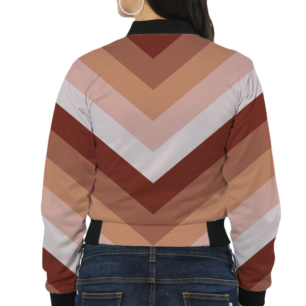 Peach Dust Chevron Women Bomber Jacket - Image 2