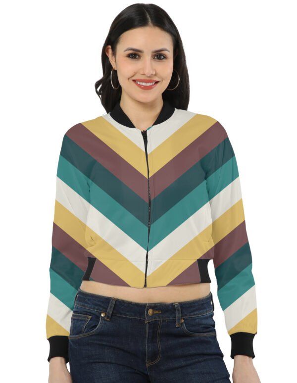 Retro Soul Chevron Women Bomber Jacket