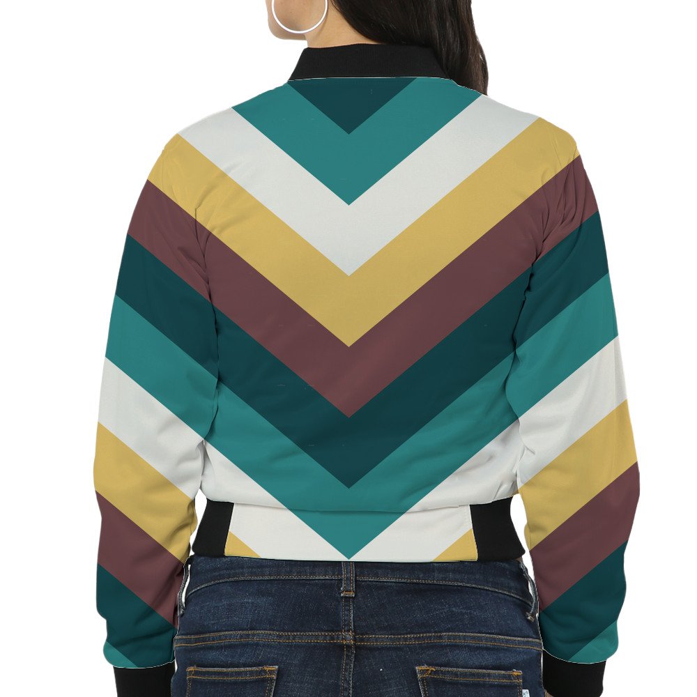 Retro Soul Chevron Women Bomber Jacket - Image 2