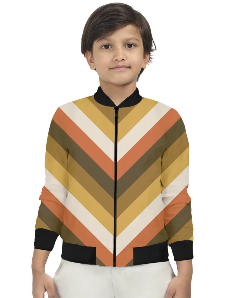 Rust Sunset Chevron Kids Bomber Jacket