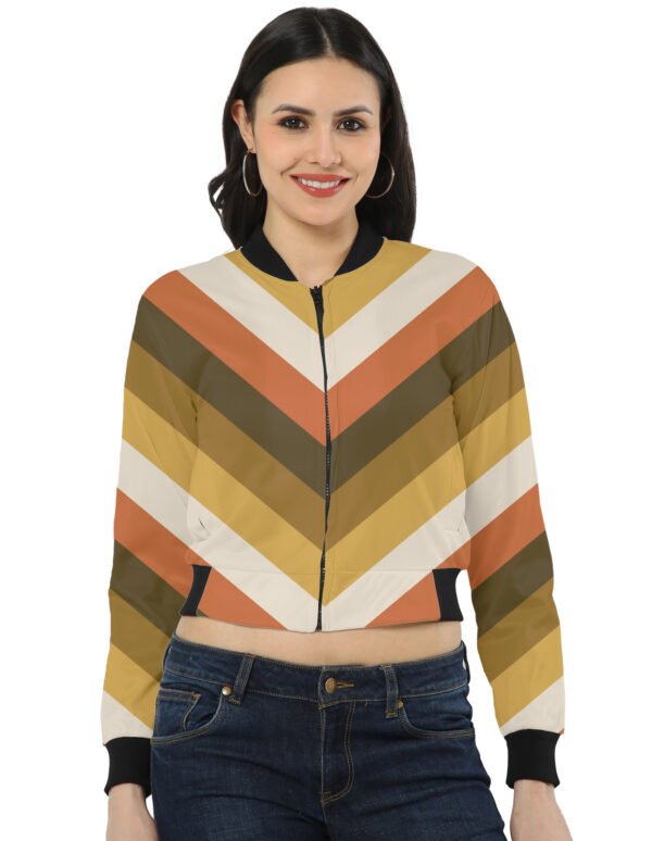 Rust Sunset Chevron Women Bomber Jacket