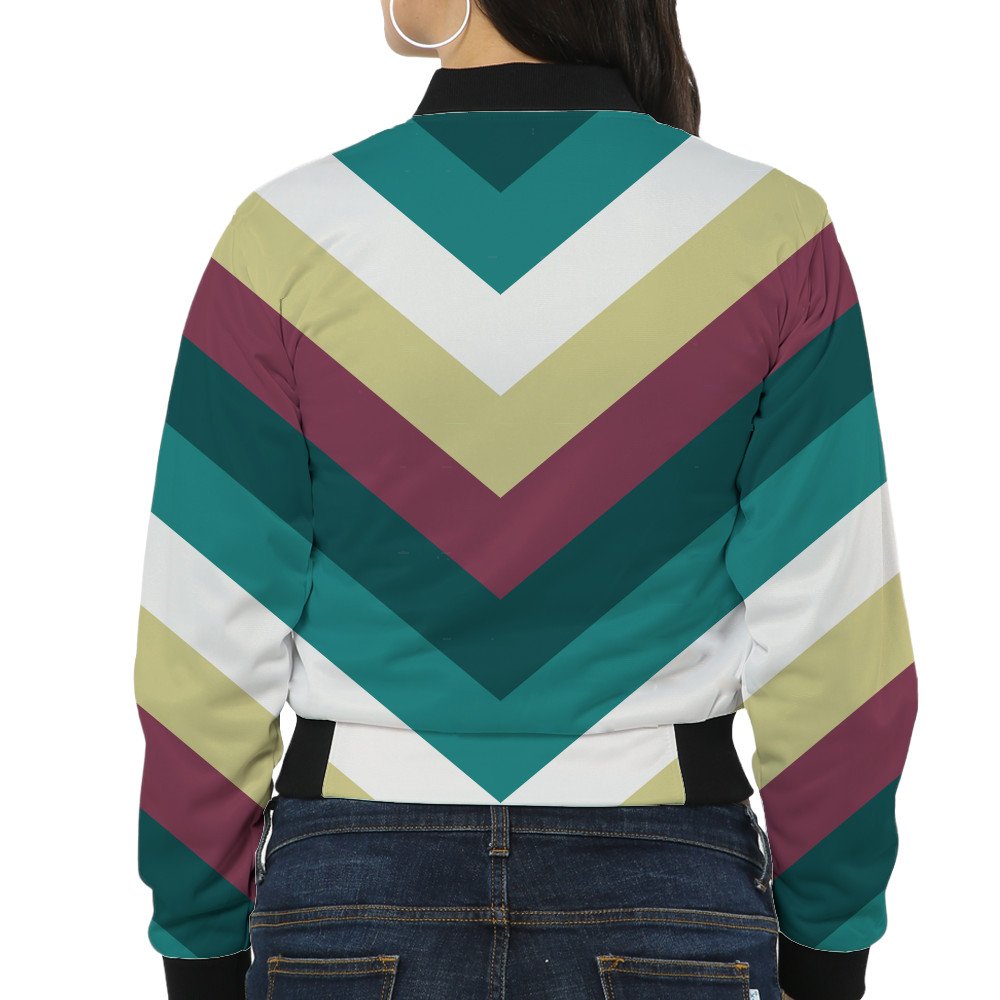 Rustic Grace Chevron Women Bomber Jacket - Image 2