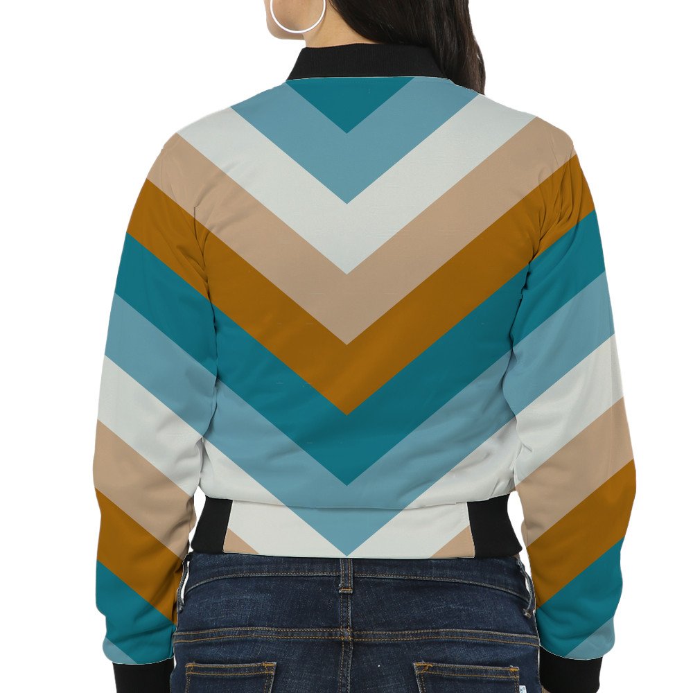 Sahara Caravan Chevron Women Bomber Jacket - Image 2