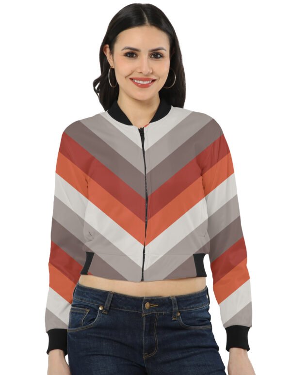 Scarlet Ember Chevron Women Bomber Jacket