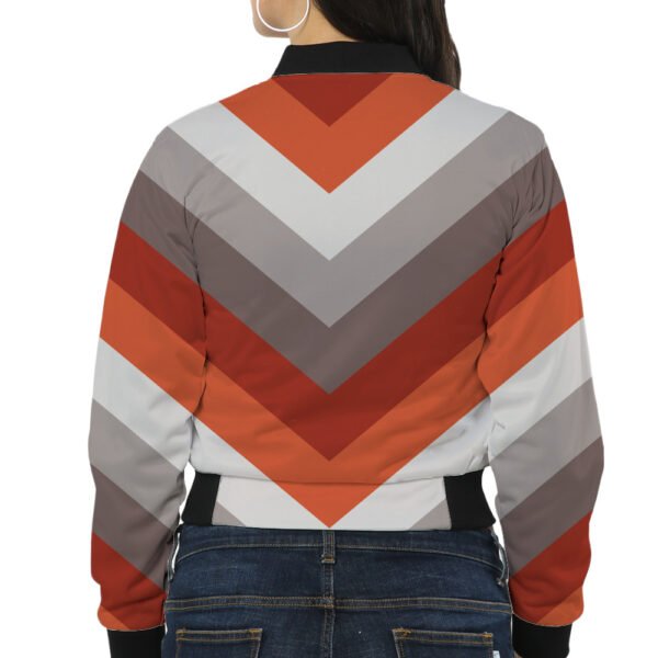 Scarlet Ember Chevron Women Bomber Jacket - Image 2