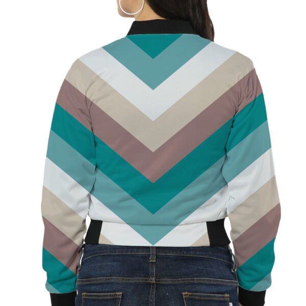 Serene Earth Chevron Women Bomber Jacket - Image 2