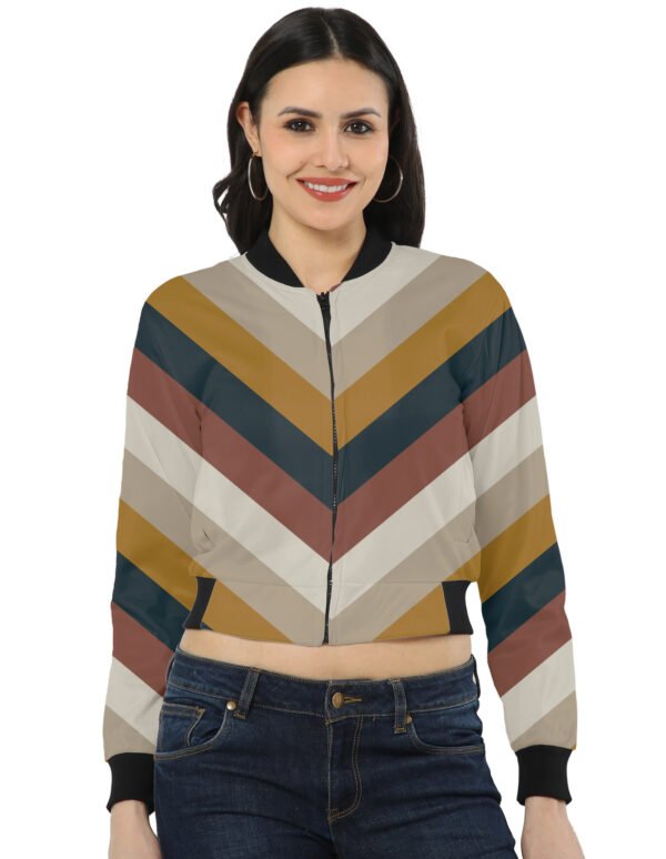 Shadowed Pine Chevron Women Bomber Jacket