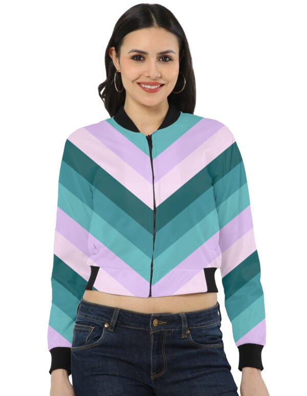 Summer Lilac Chevron Women Bomber Jacket