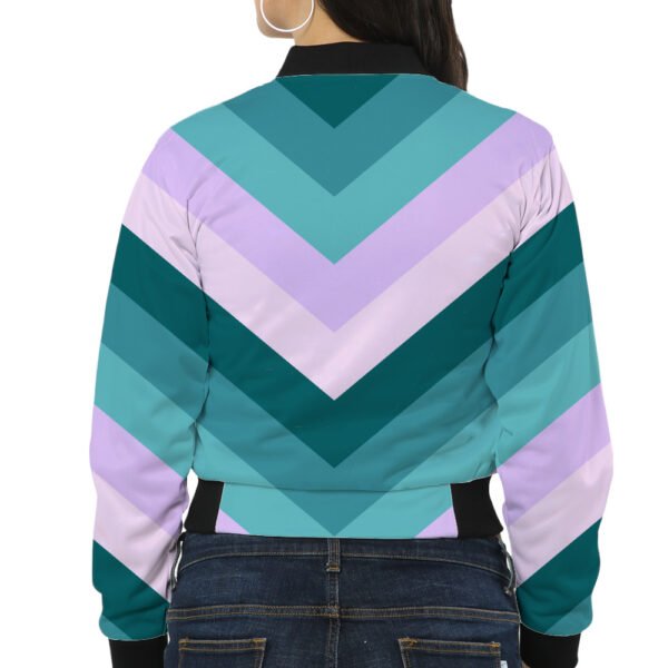Summer Lilac Chevron Women Bomber Jacket - Image 2