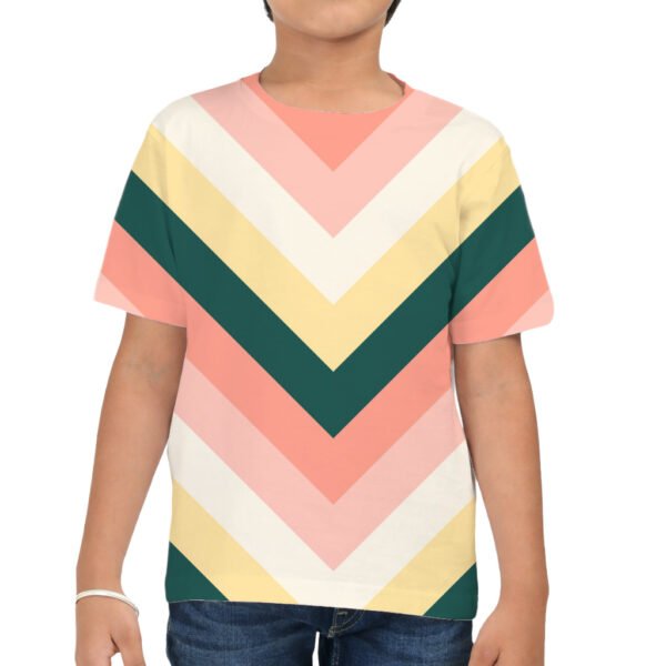 Sunlit Papaya Chevron Kids T-Shirt - Image 3