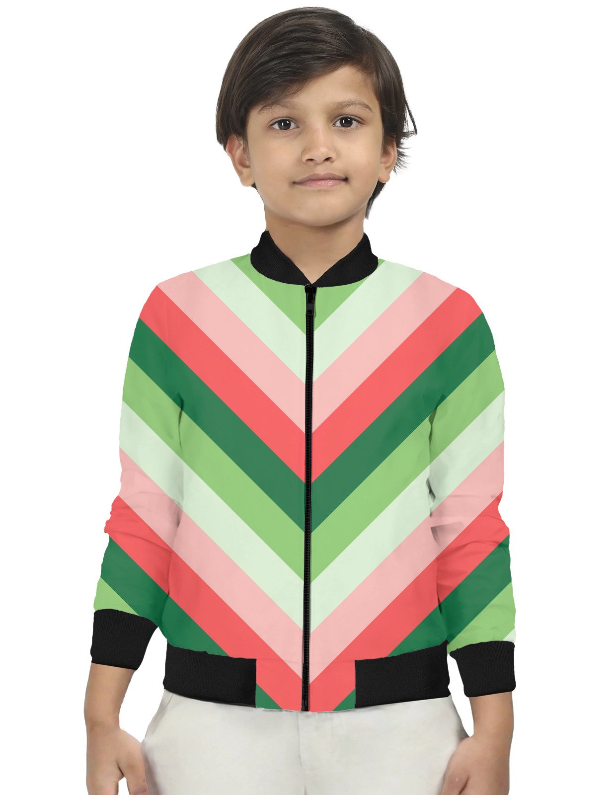 Sweet Watermelon Chevron Kids Bomber Jacket