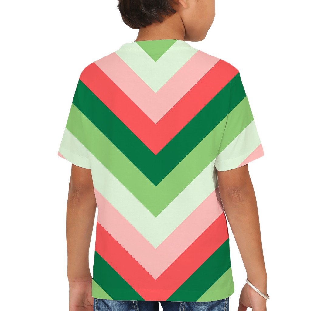 Sweet Watermelon Chevron Kids T-Shirt - Image 2