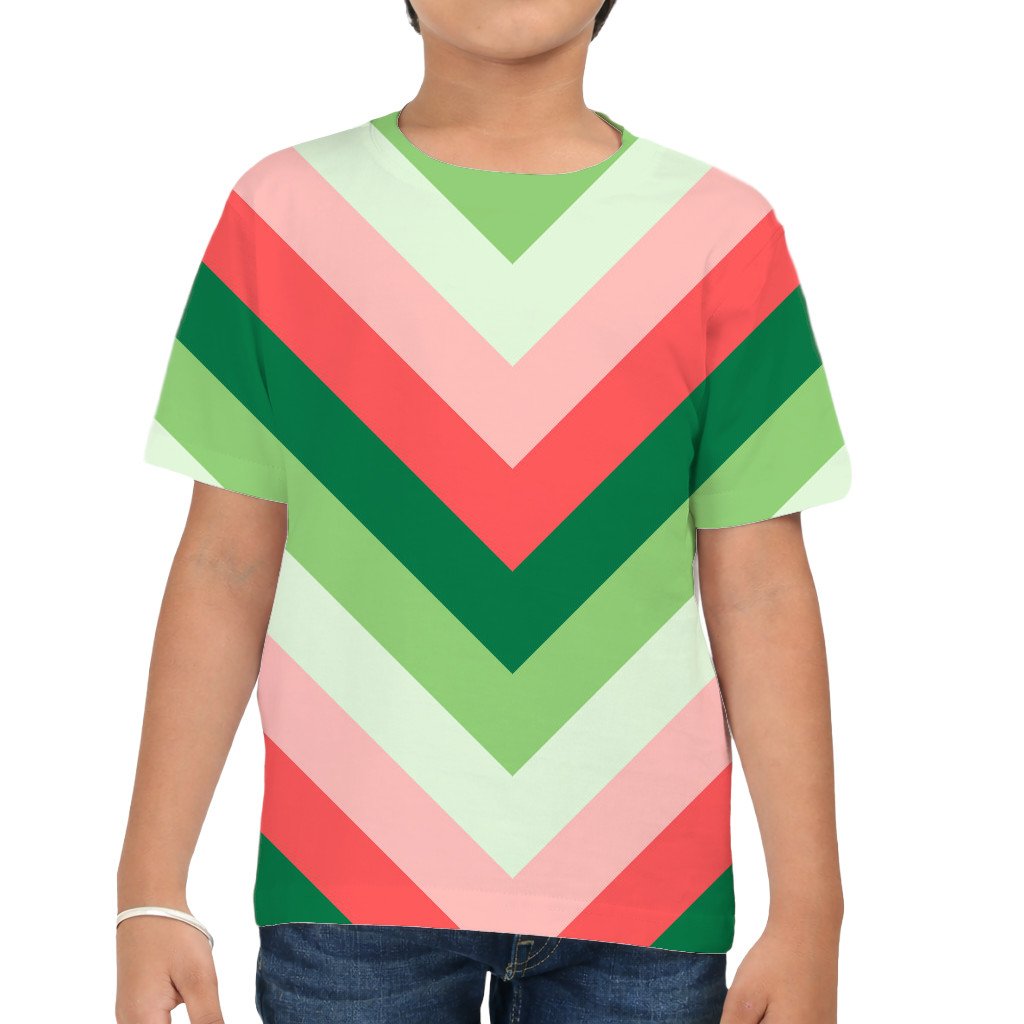 Sweet Watermelon Chevron Kids T-Shirt - Image 3