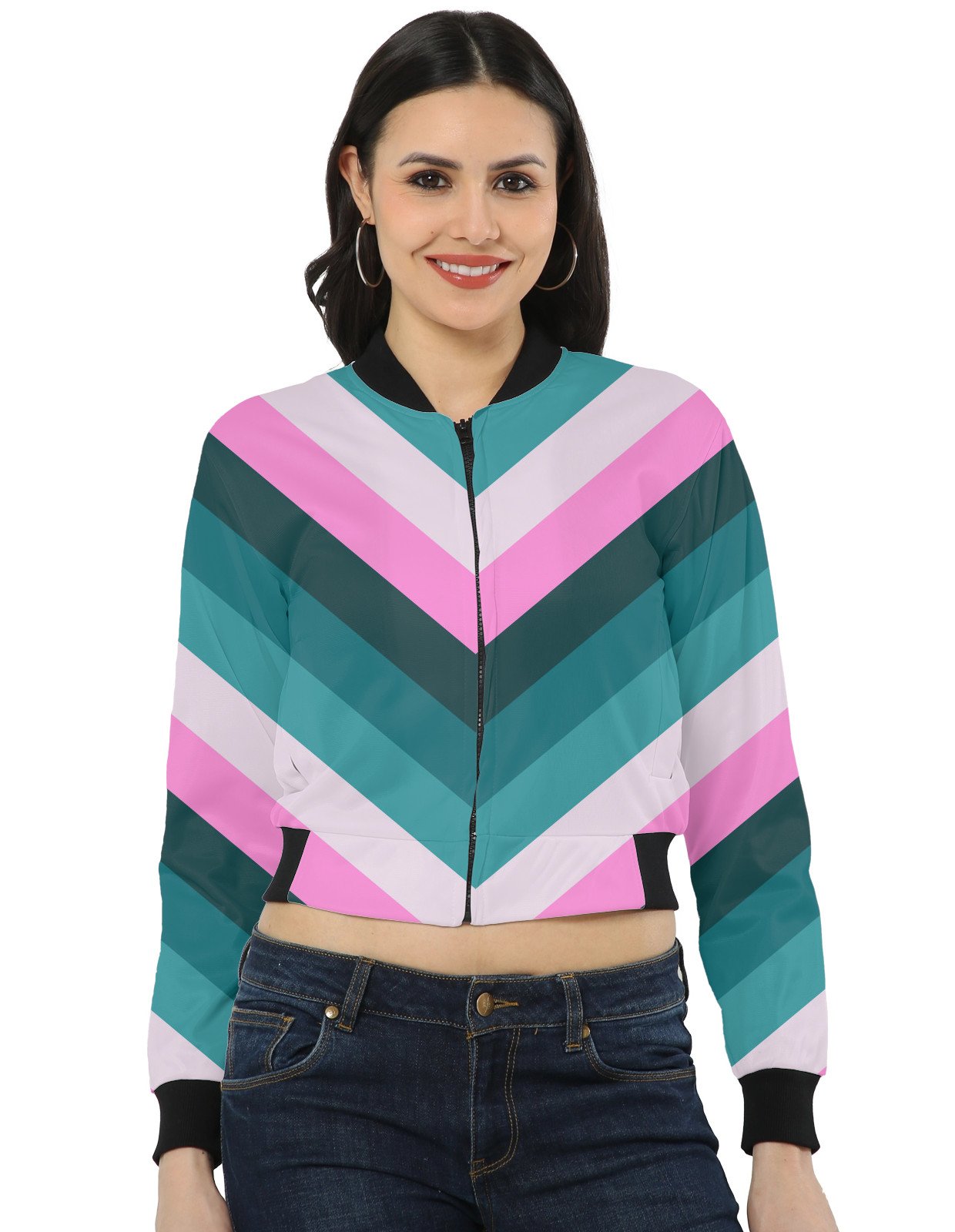 Tokyo Pop Chevron Women Bomber Jacket - Image 1