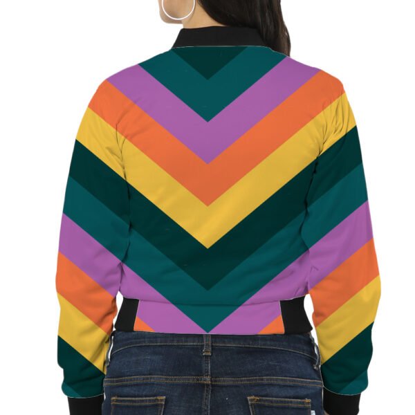 Tropical Harmony Chevron Women Bomber Jacket - Image 2