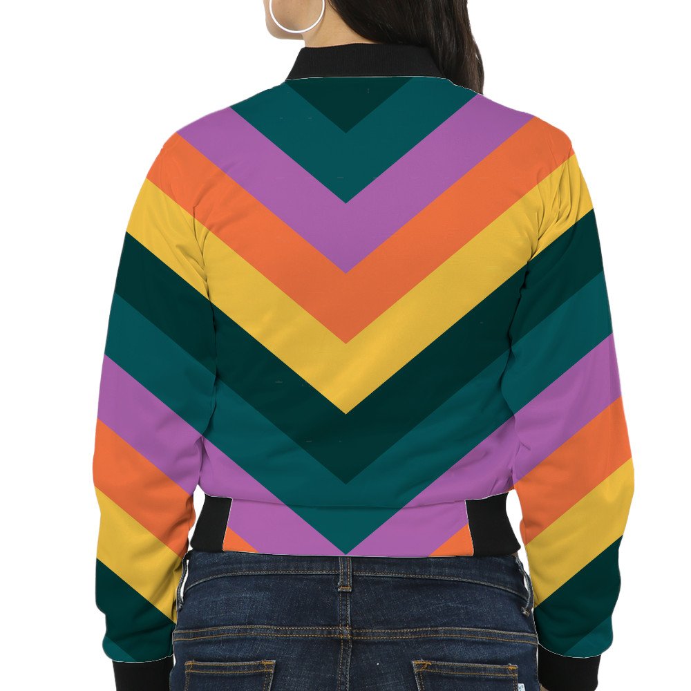 Tropical Harmony Chevron Women Bomber Jacket - Image 2