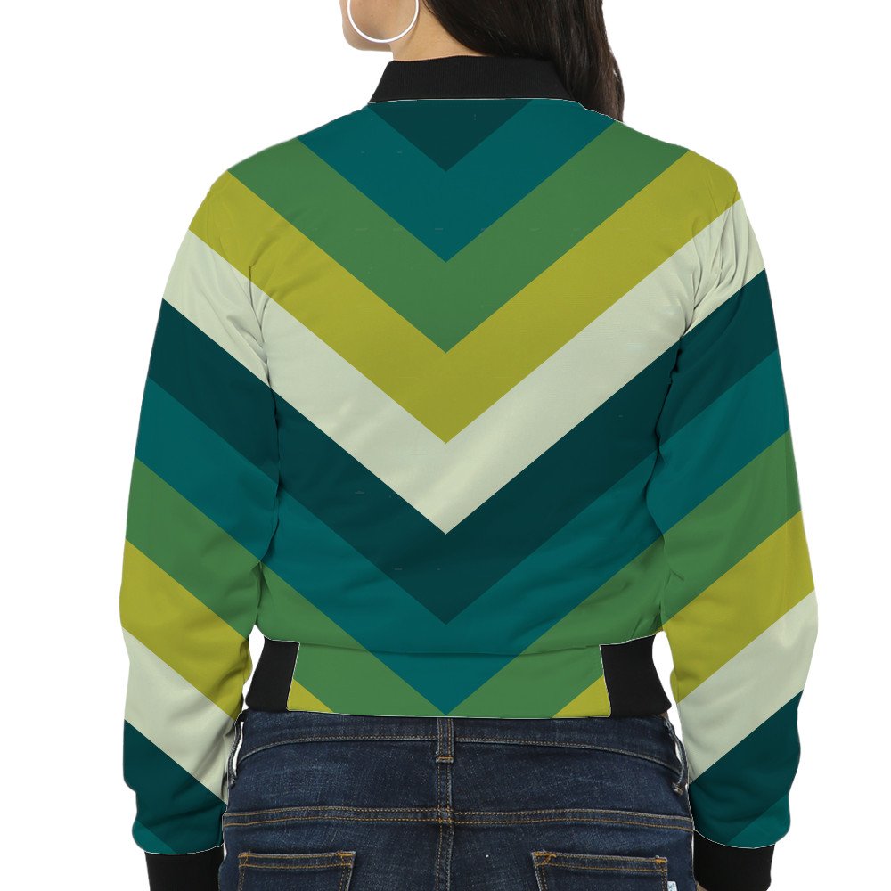Urban Garden Chevron Women Bomber Jacket - Image 2