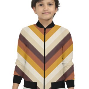 Wheat Whisper Chevron Kids Bomber Jacket
