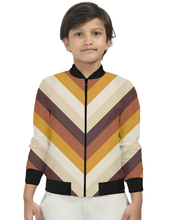 Wheat Whisper Chevron Kids Bomber Jacket