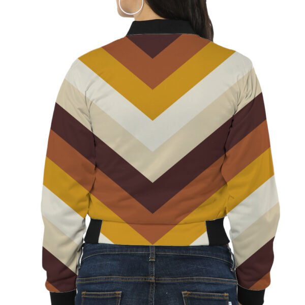 Wheat Whisper Chevron Women Bomber Jacket - Image 2
