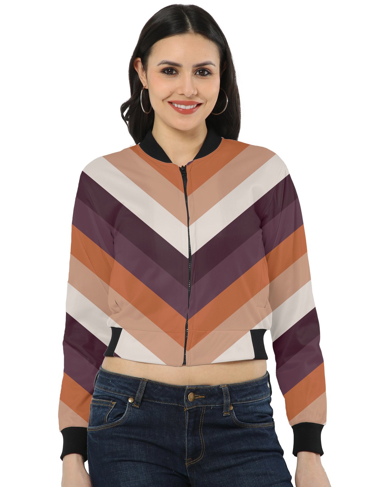 Wine Cellar Chevron Women Bomber Jacket - Image 1
