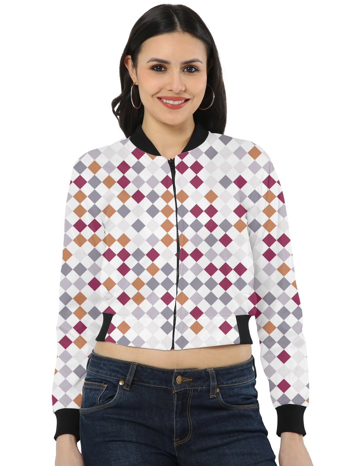 Berry Velvet PD Women Bomber Jacket - Image 1