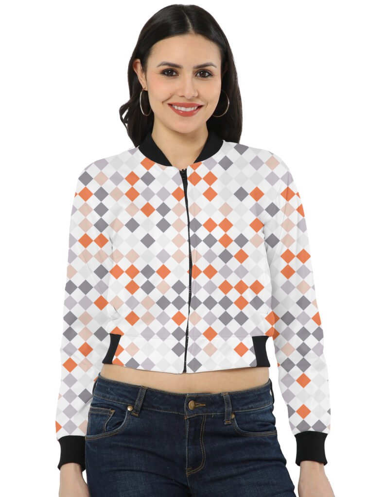 Coral Flame PD Women Bomber Jacket