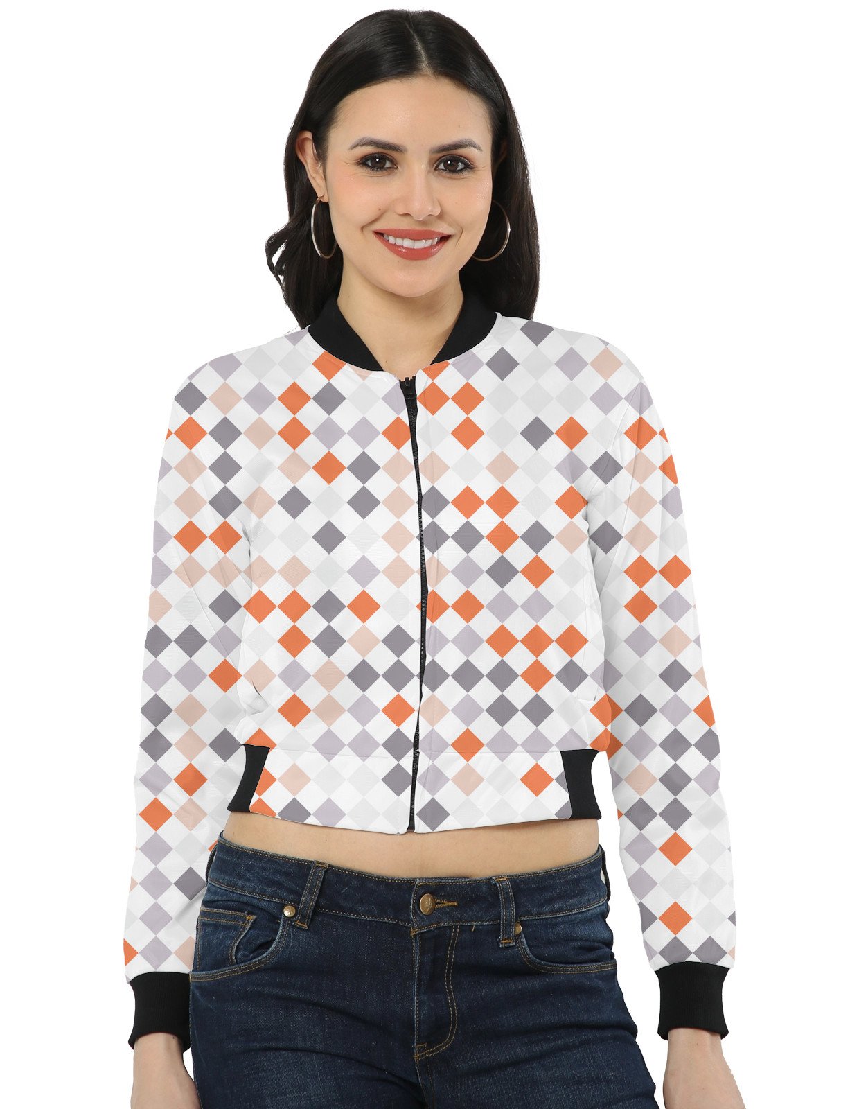 Coral Flame PD Women Bomber Jacket - Image 1
